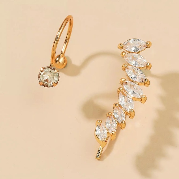 ⚜️[𝟯𝟬%𝗢𝗙𝗙|𝗯𝘂𝗻𝗱𝗹𝗲𝘀 𝟯+]⚜️18K CZ Climber Cuff Earrings NEW - Picture 3 of 6